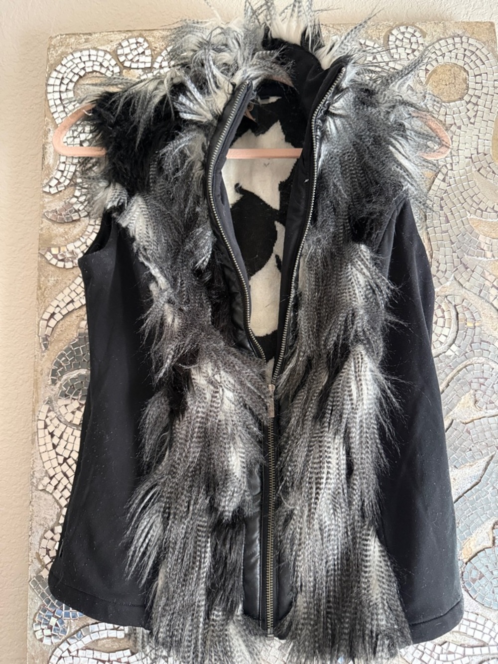 Black Vest with Faux Fur Trim